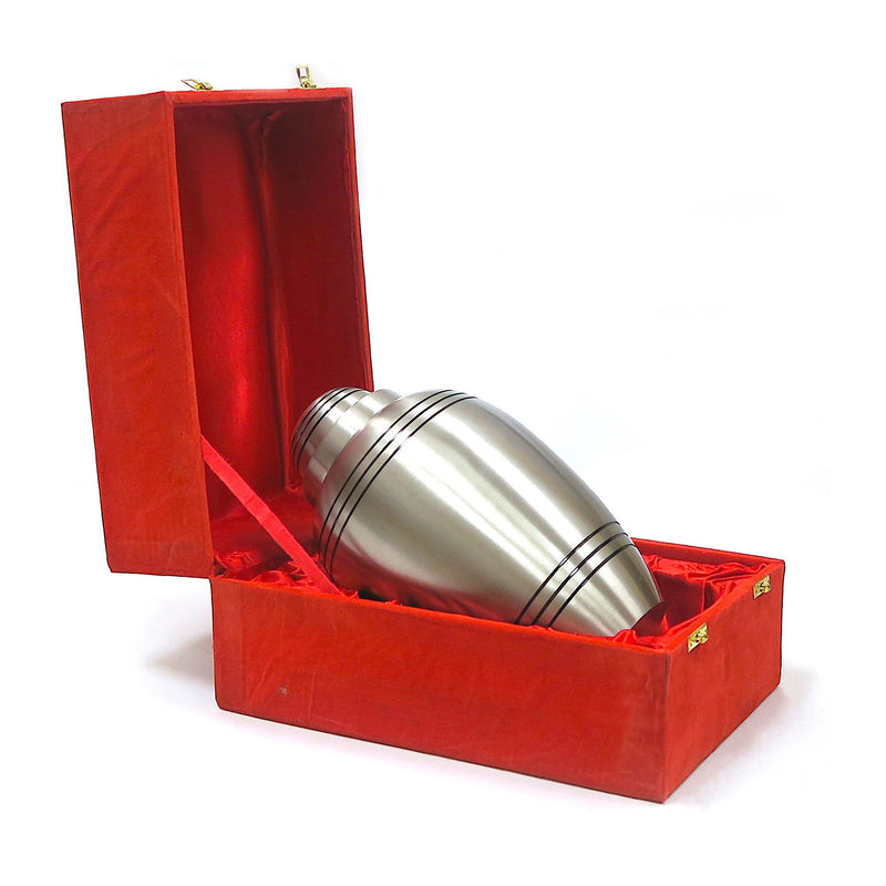 BR 67581 - Brass Urn in Red Velvet Box