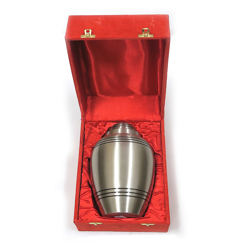 BR 67581 - Brass Urn in Red Velvet Box