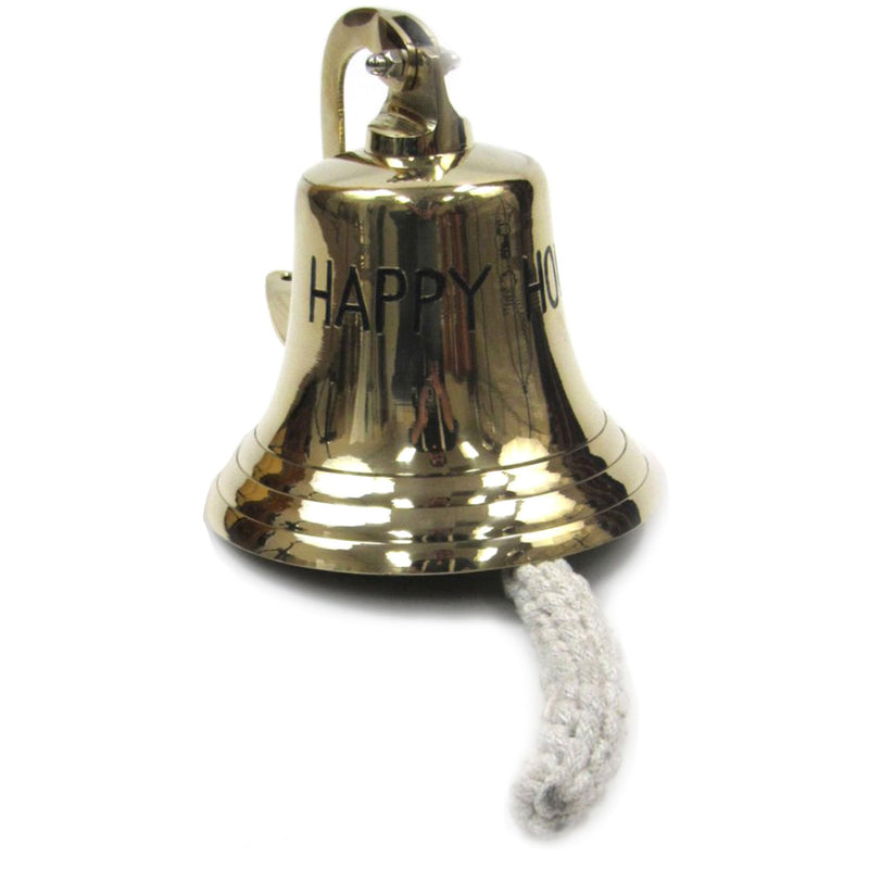 BR 75681 - Gold Finish Brass HAPPY HOUR Ship Bell with Rope, 6"