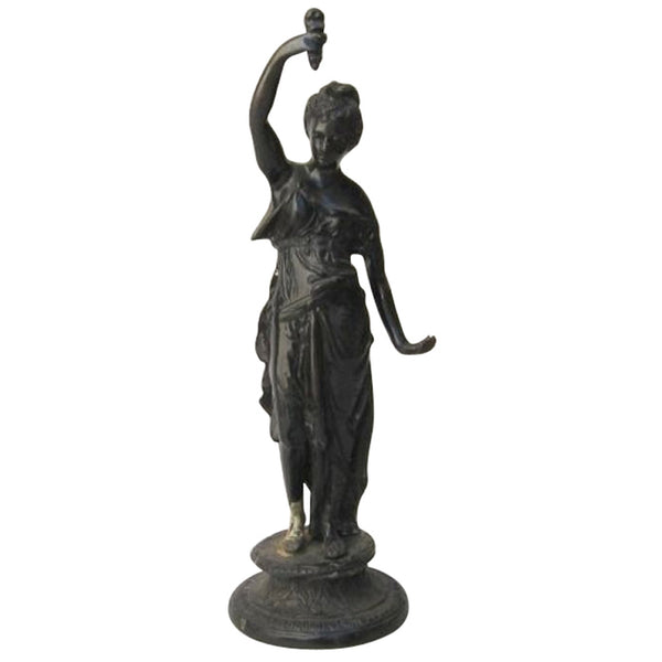 BRZ 5026 - Antique Bronze, Lady w/ Lamp Statue