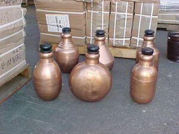 Metal Jugs With Corks, Copper Finish