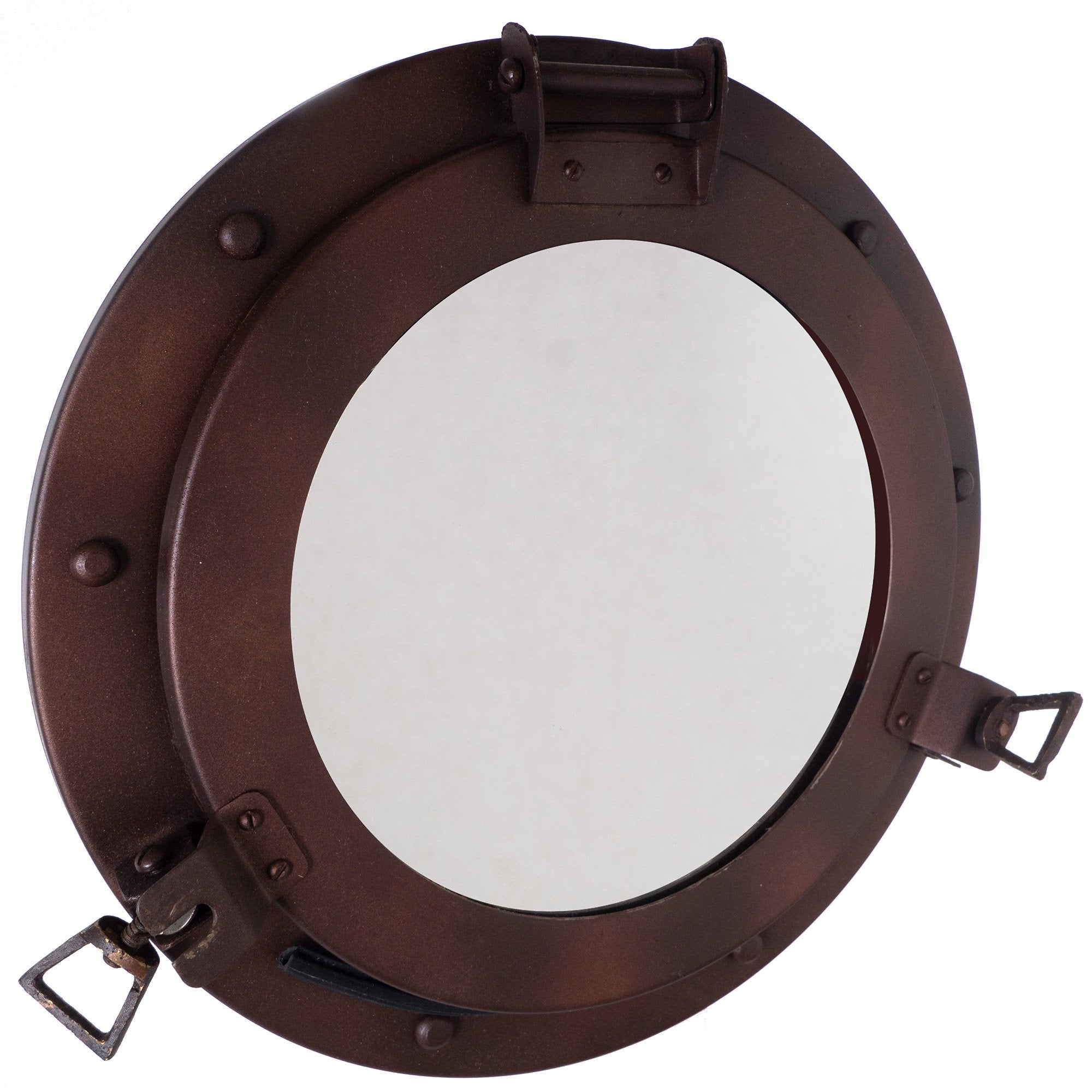 IR 4870M - Antique Finish Iron Porthole with Mirror, 11"