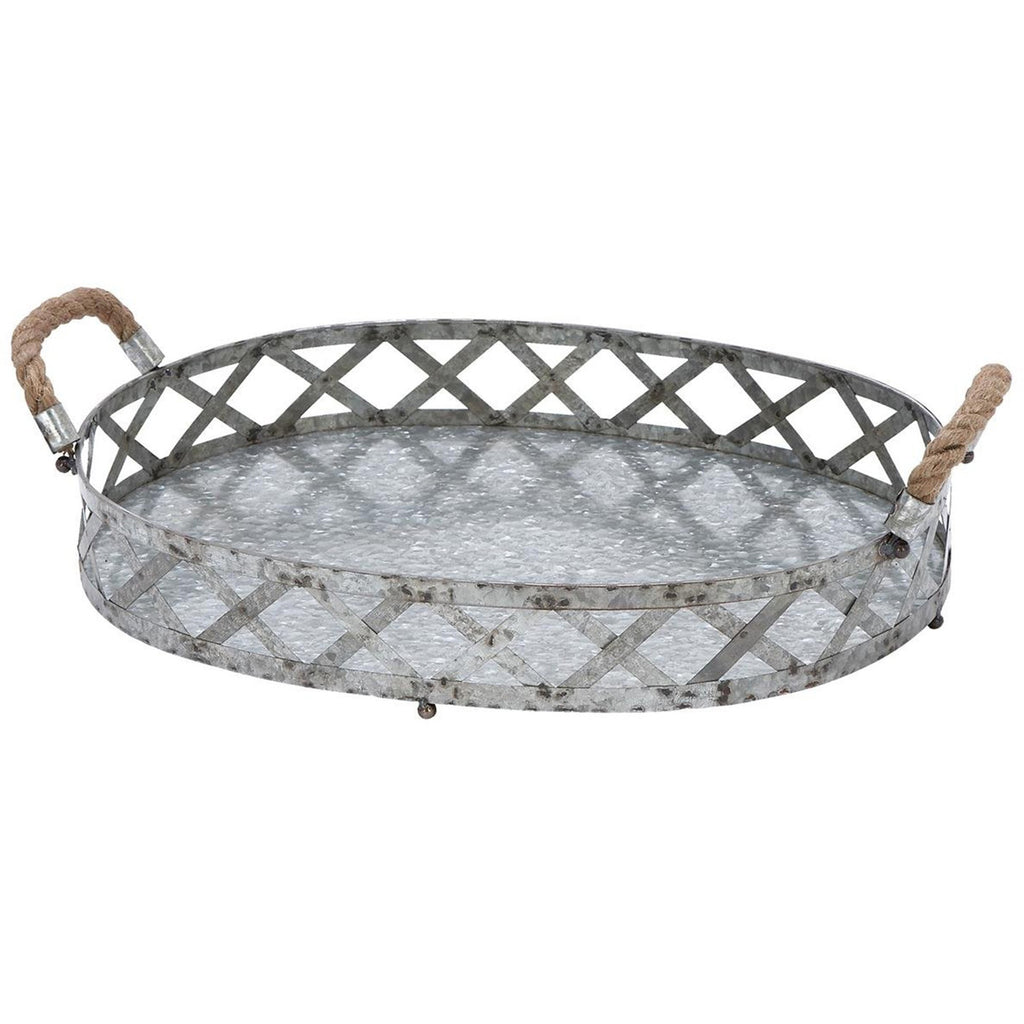 IR 1413 - Galvanized Tray with Rope Handle