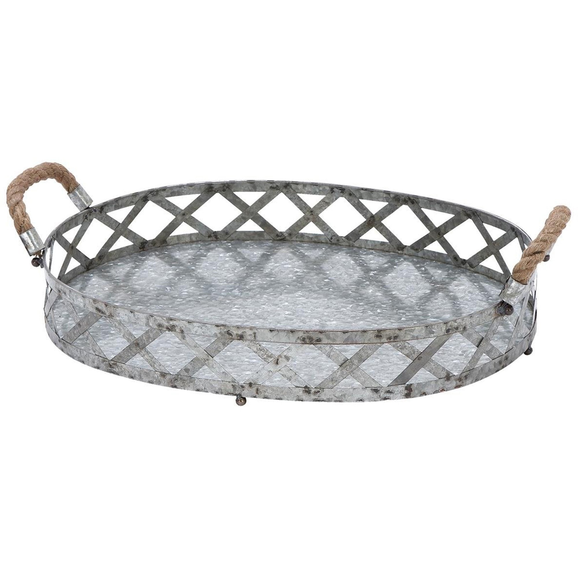 IR 1413 - Galvanized Tray with Rope Handle