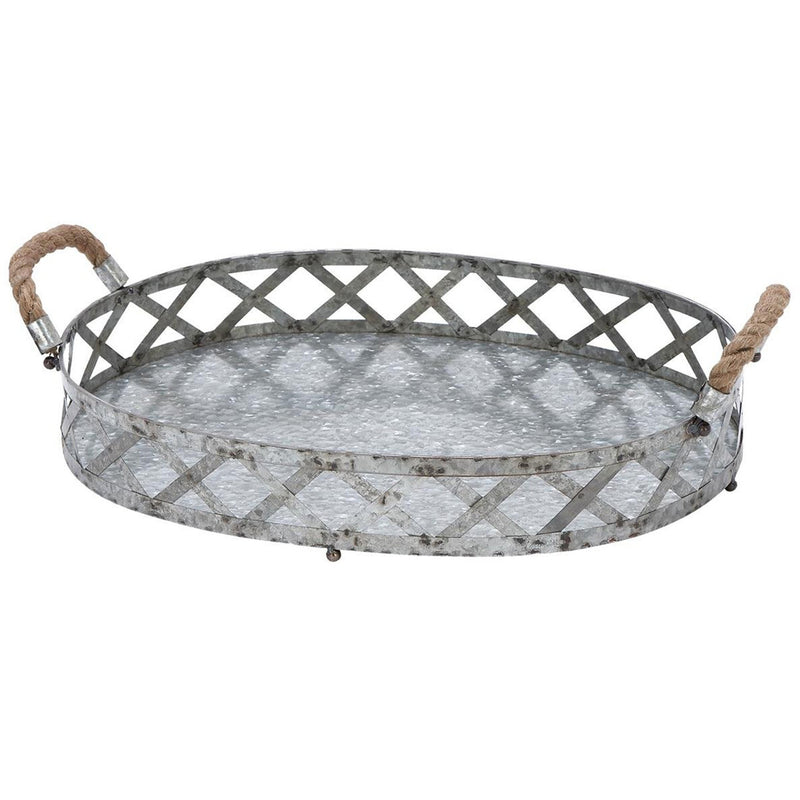 Galvanized Tray with Rope Handle