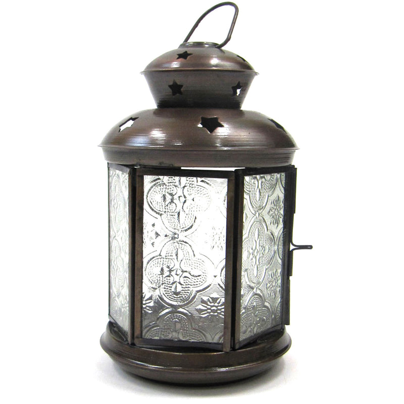 Ornate Candle Lantern Antique/ Glass, Round