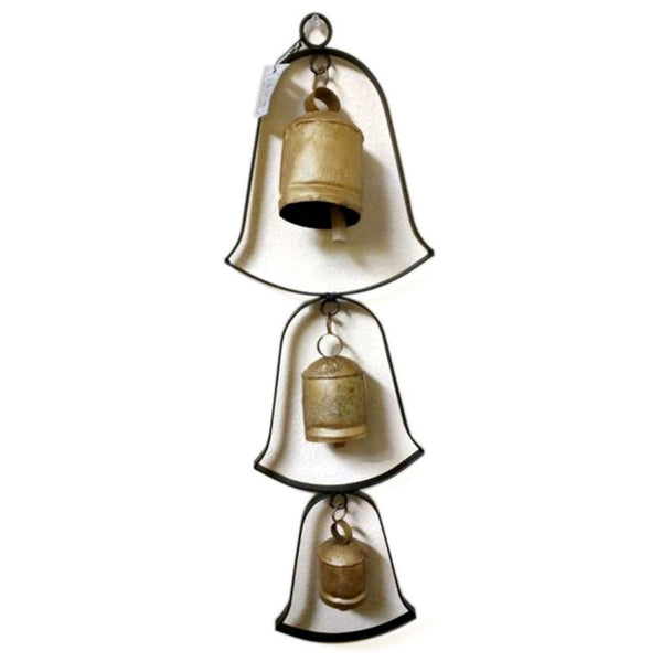 Wind Chimes, 3 Bells In Iron Frame