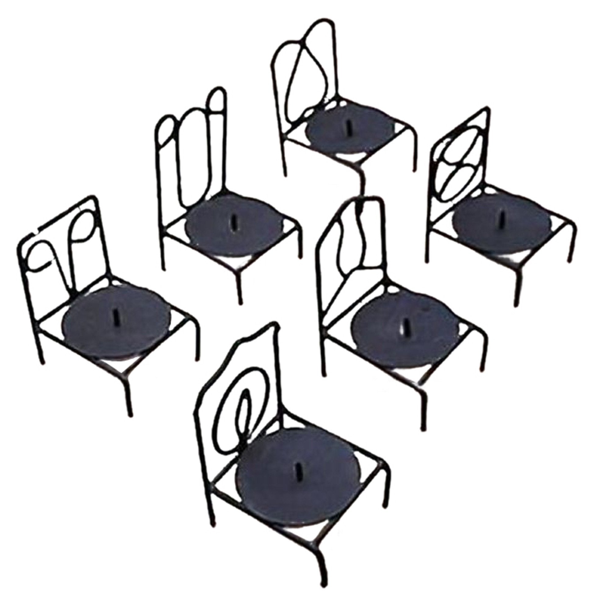 IR 22790 - Iron chair candle holders set
