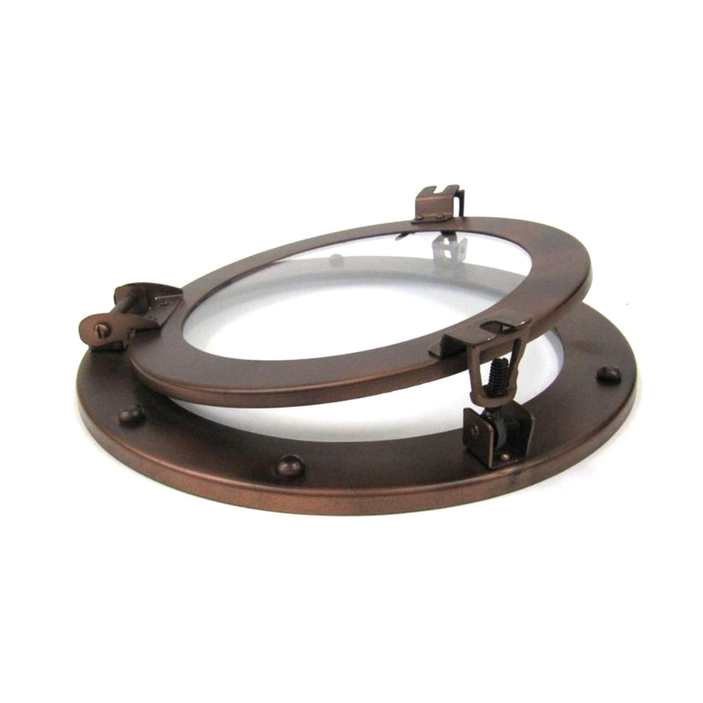 IR 4860 - Antique Finish Iron Porthole with Glass, 12"