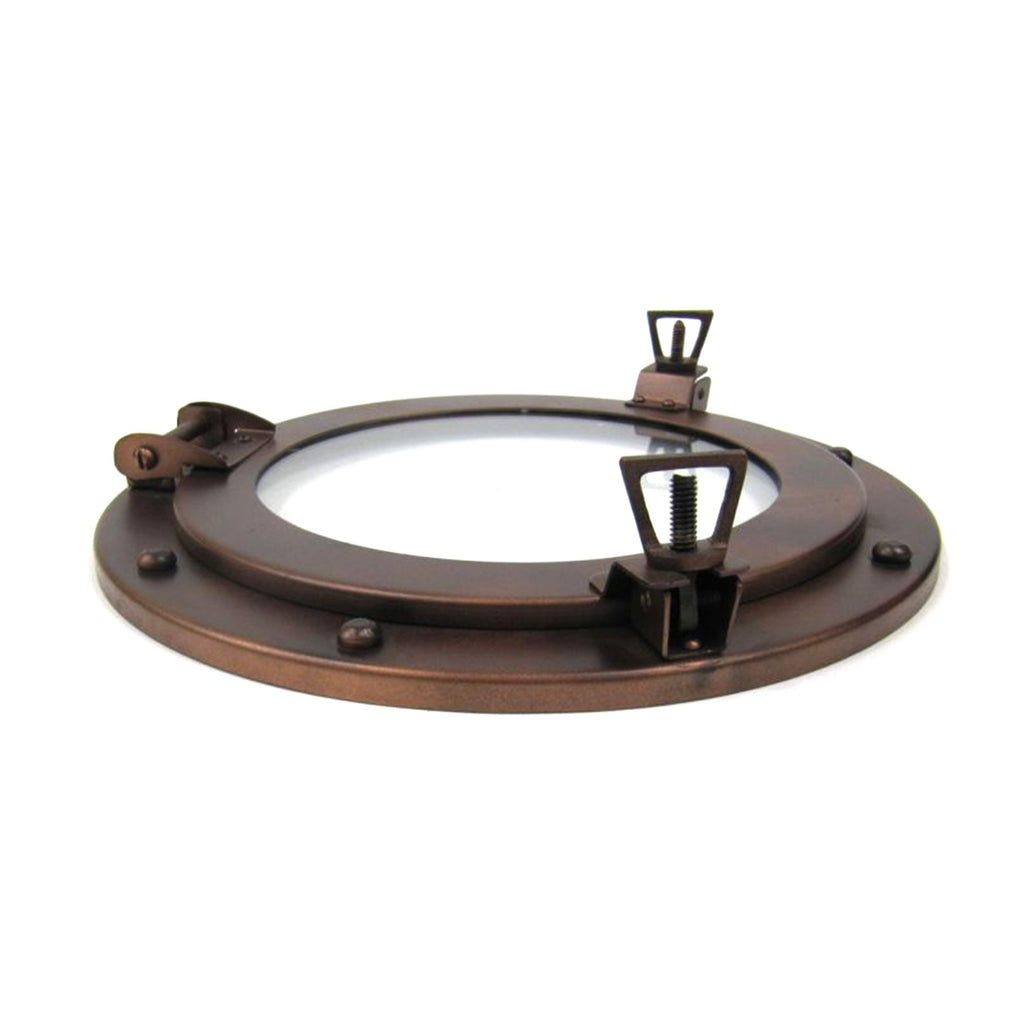 IR 4860 - Antique Finish Iron Porthole with Glass, 12"