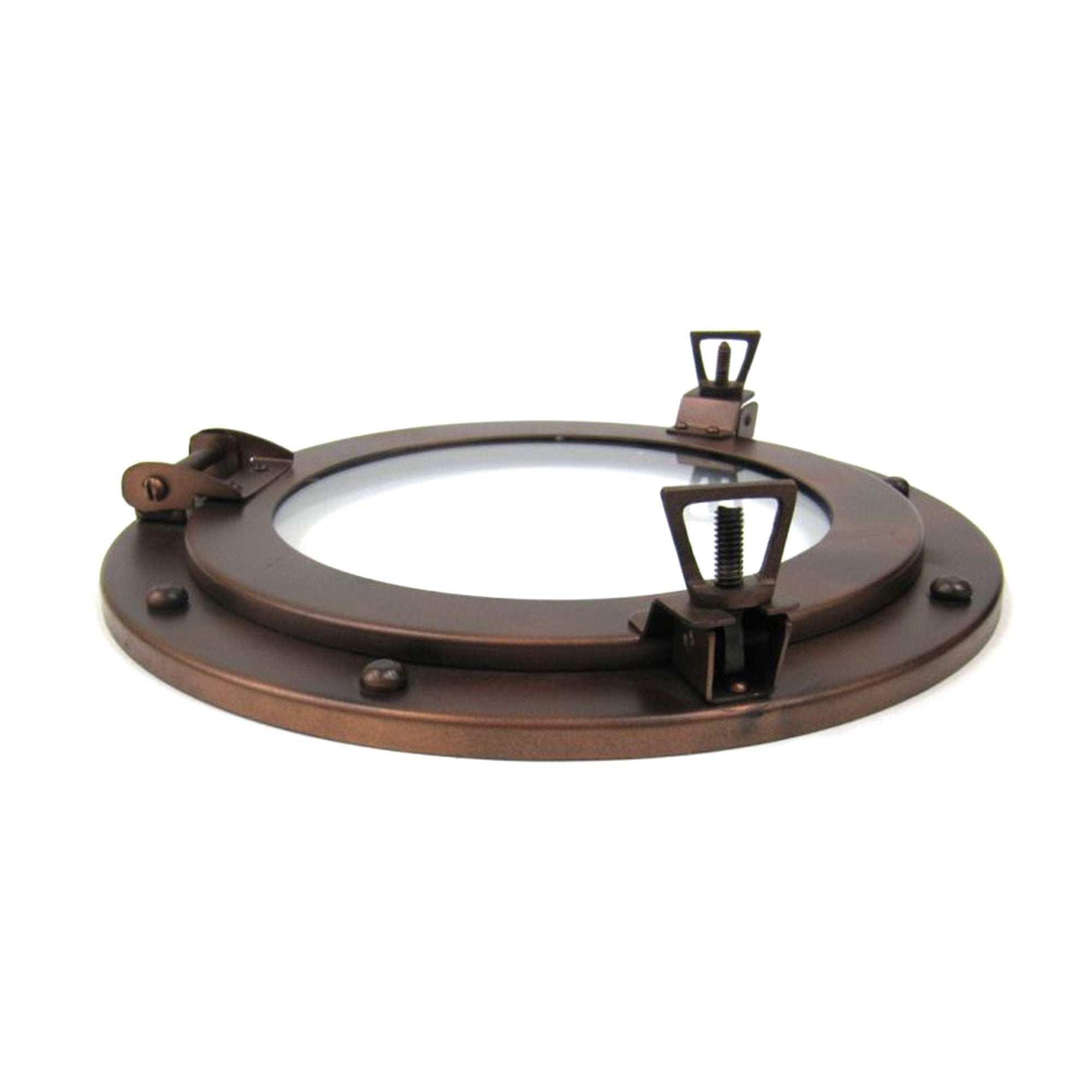 IR 4860 - Antique Finish Iron Porthole with Glass, 12"