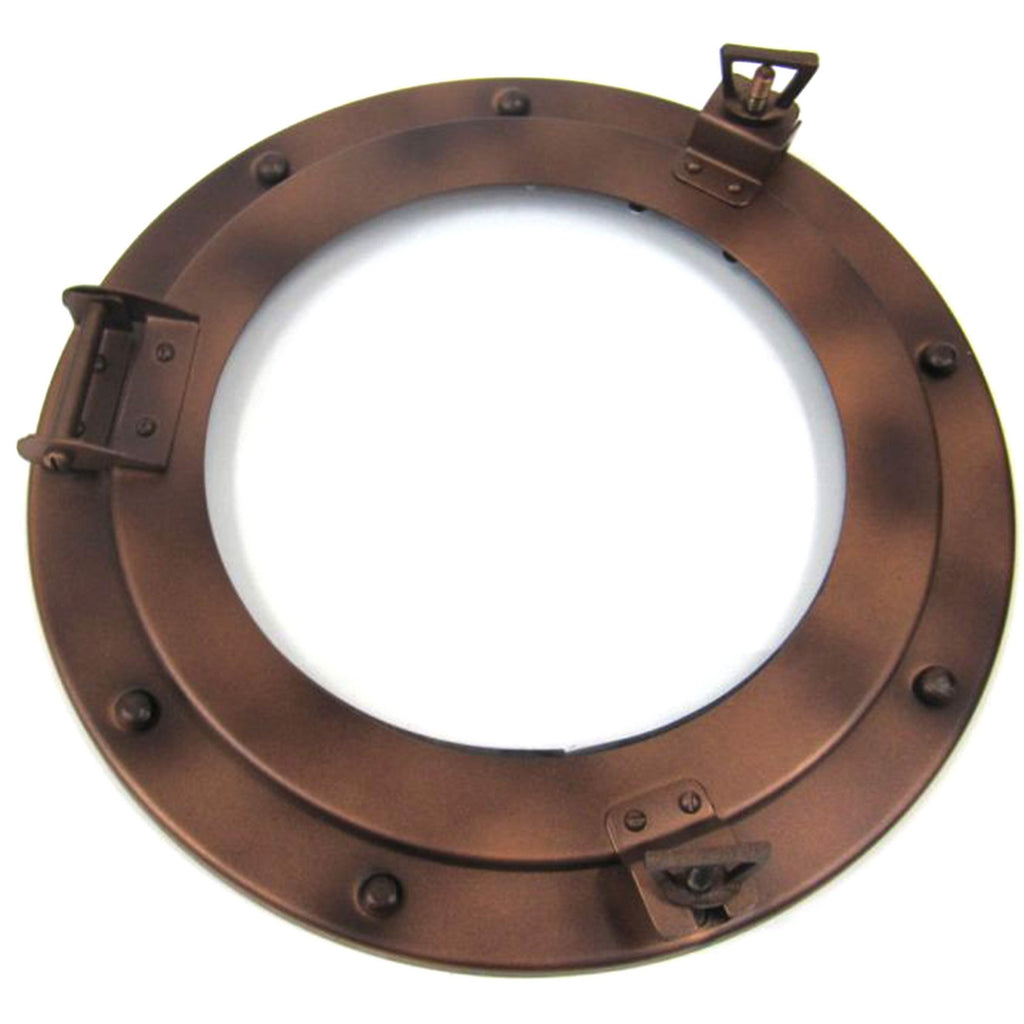 IR 4860 - Antique Finish Iron Porthole with Glass, 12"
