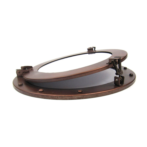 IR 4861 - Antique Finish Iron Porthole with Mirror, 15"