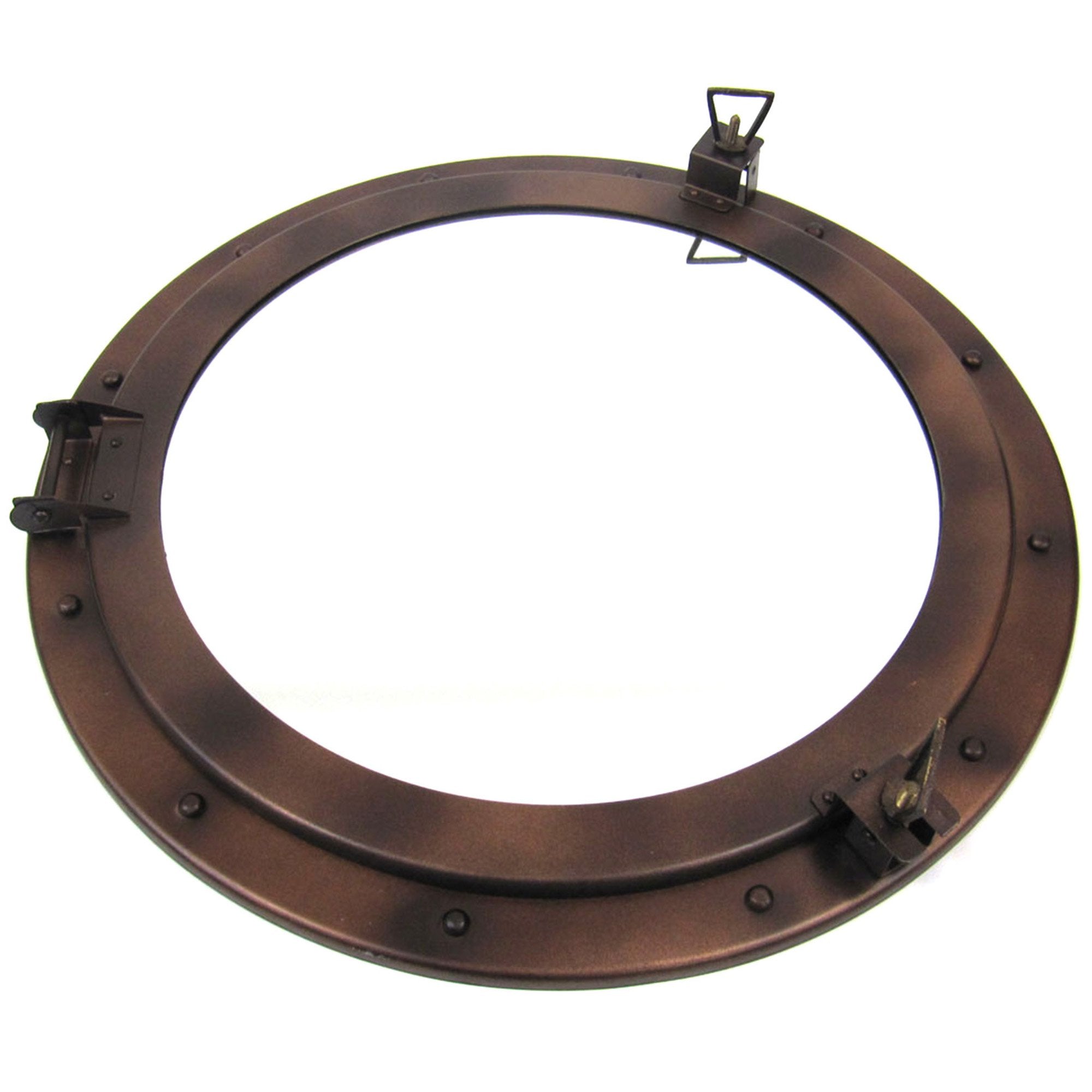 IR 48631 - Antique Finish Iron Porthole with Mirror, 21"