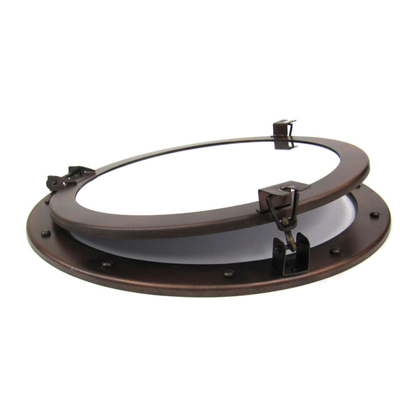 IR 48631 - Antique Finish Iron Porthole with Mirror, 21"