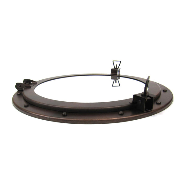 IR 48631 - Antique Finish Iron Porthole with Mirror, 21"