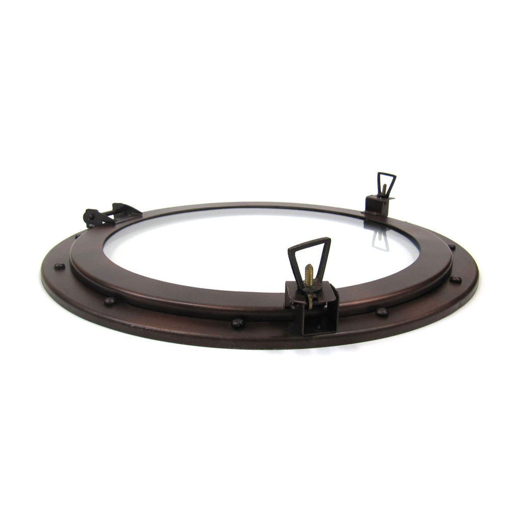 IR 4863 - Antique Finish Iron Porthole with Glass, 21"