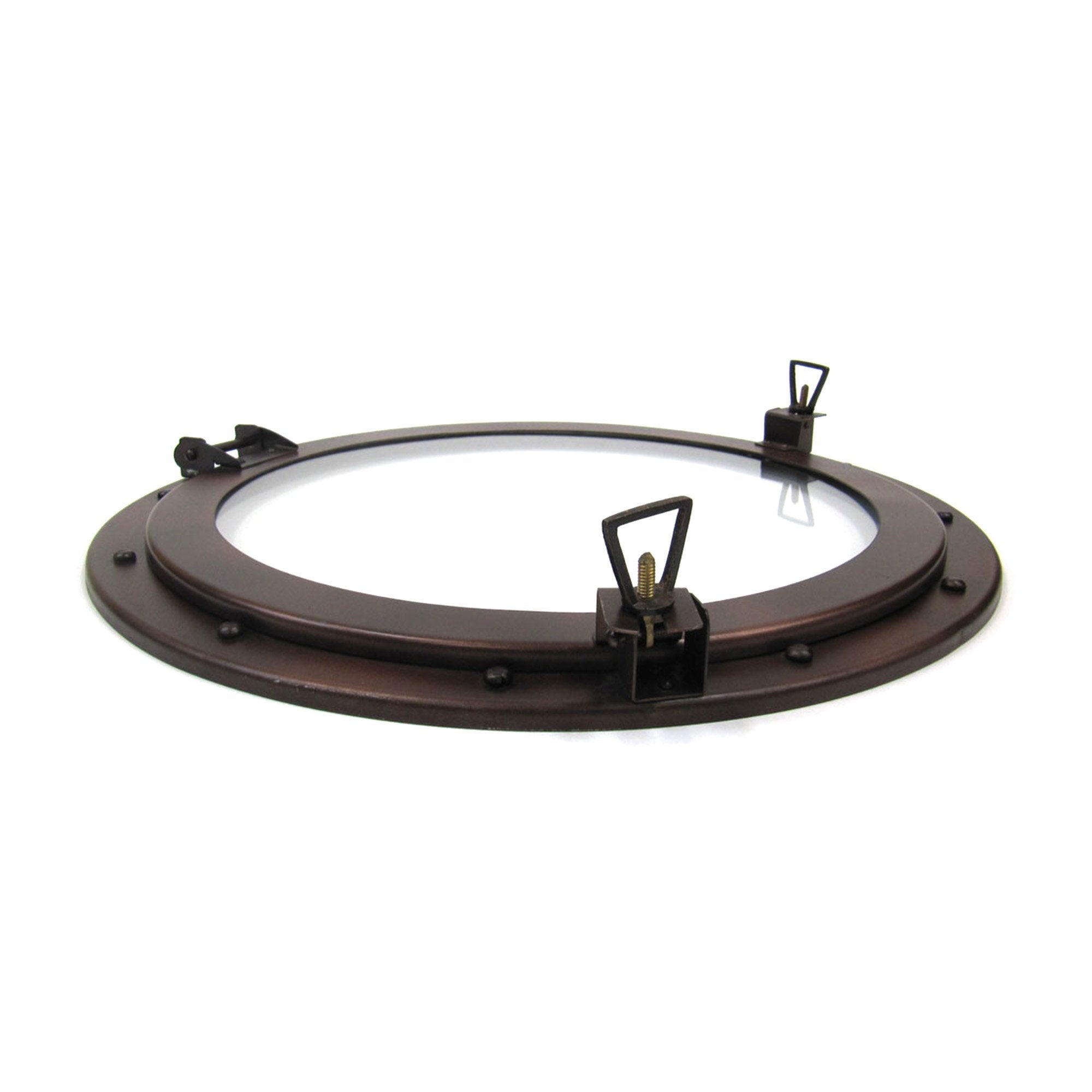 IR 4863 - Antique Finish Iron Porthole with Glass, 21"