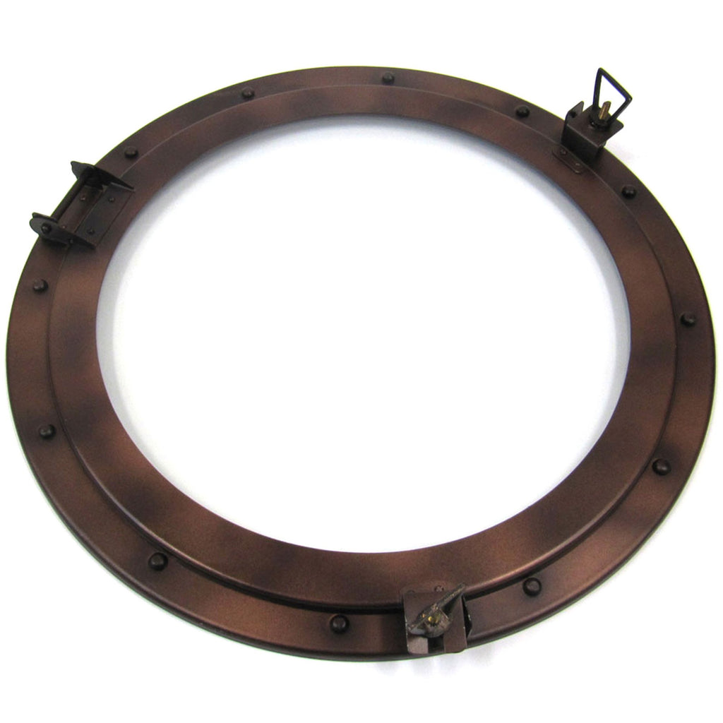IR 4863 - Antique Finish Iron Porthole with Glass, 21"