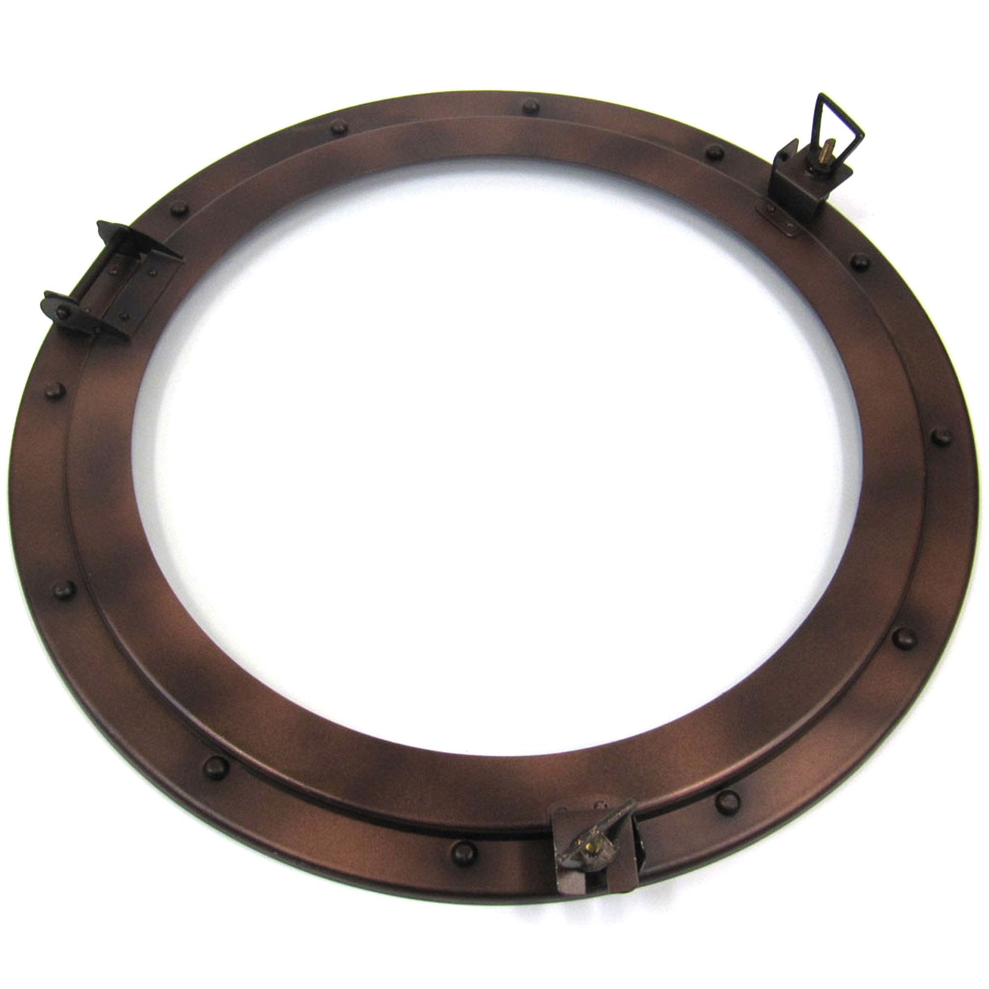IR 4863 - Antique Finish Iron Porthole with Glass, 21"