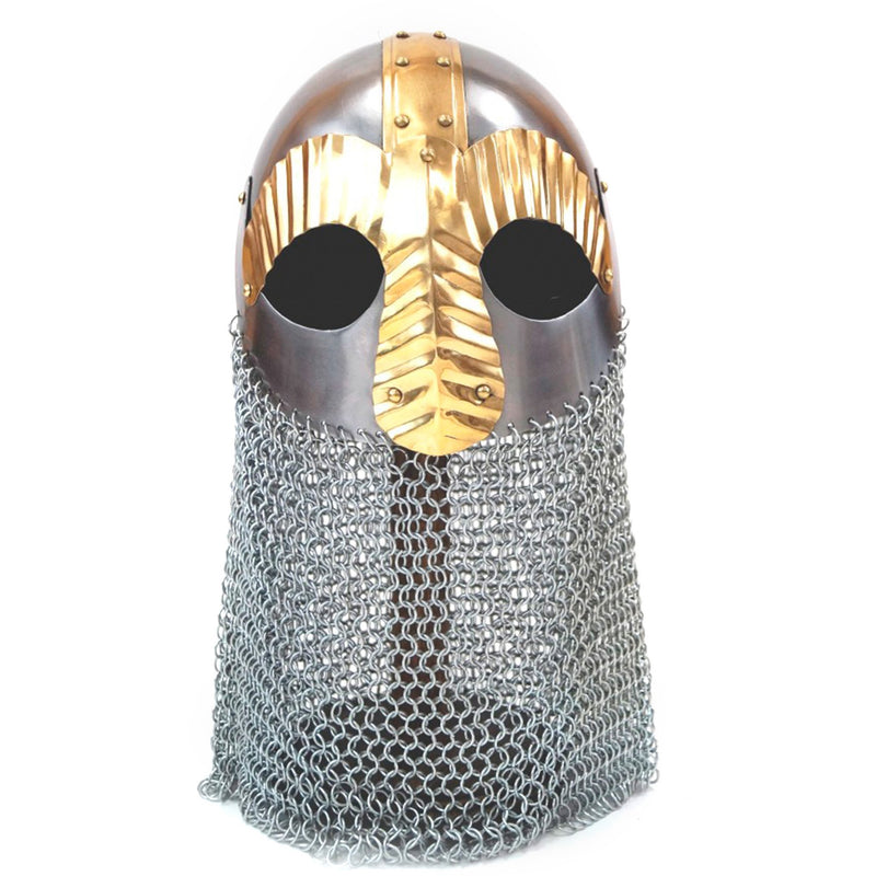Viking Chainmail Brass Helmet