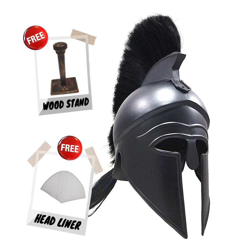 IR 80689B - BLACK Greek Corinthian Armor Helmet With Plume