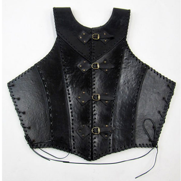 Black Faux Leather Armor Jacket Vest