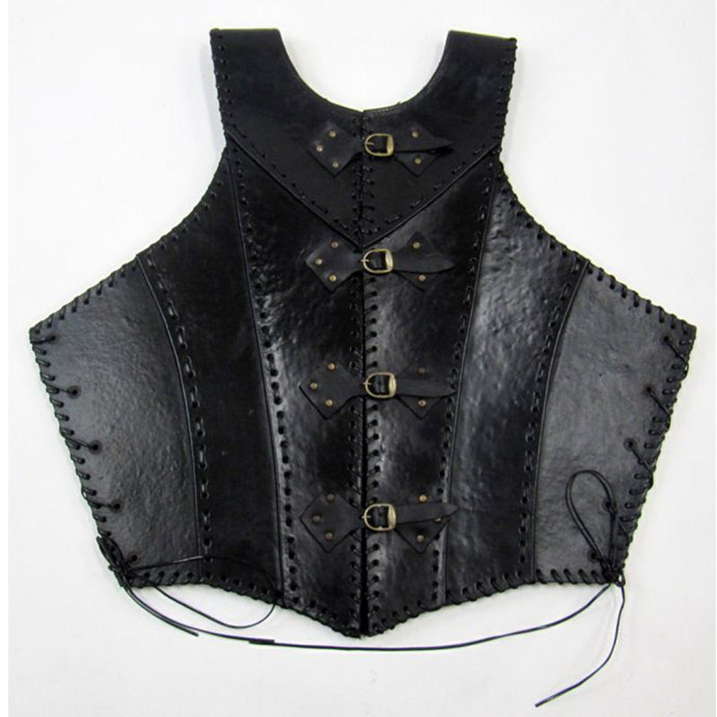 IR 807238 - Black Faux Leather Armor Jacket Vest