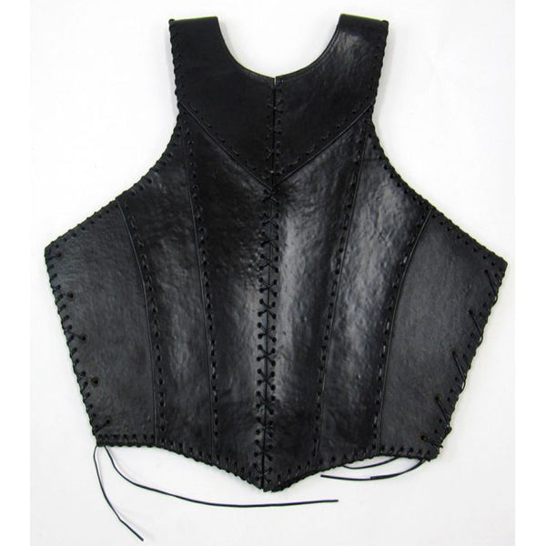 Black Faux Leather Armor Jacket Vest