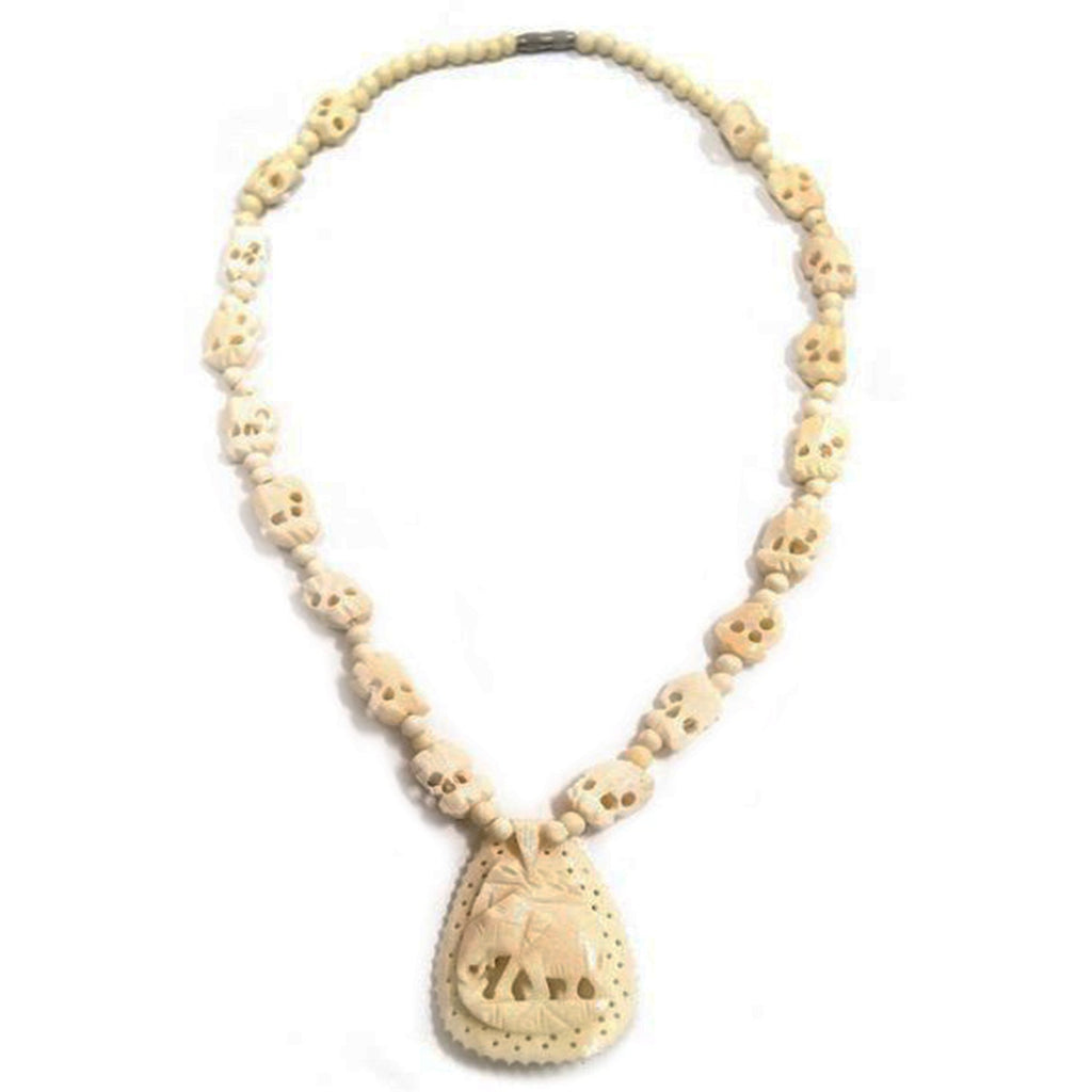 JR 121 - Necklace, Bone 18 Elephants