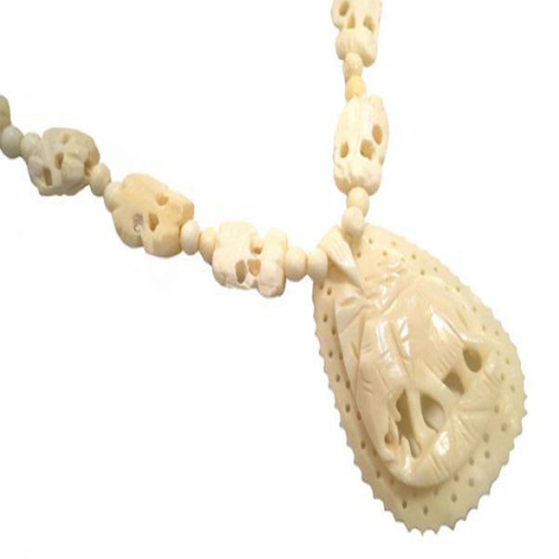 JR 121 - Necklace, Bone 18 Elephants