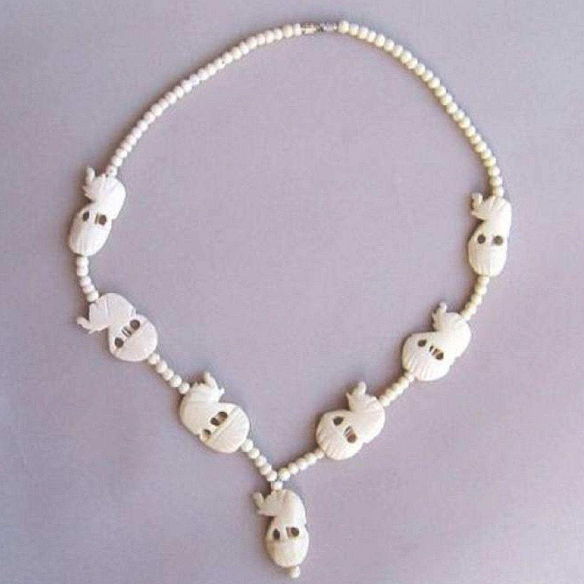 JR 122 - Necklace, Bone 7 Elephants