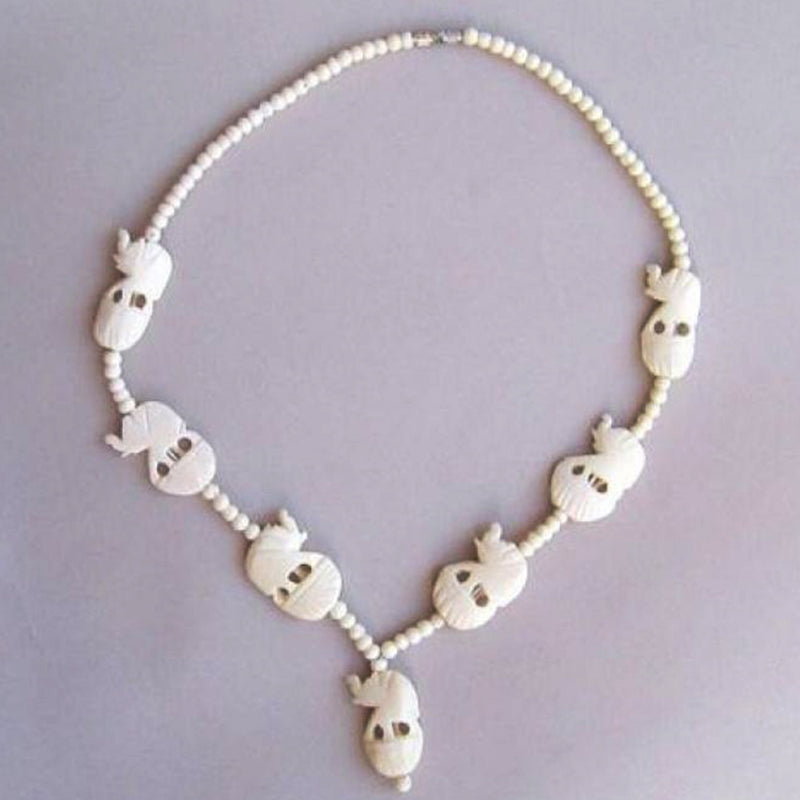 Necklace, Bone 7 Elephants