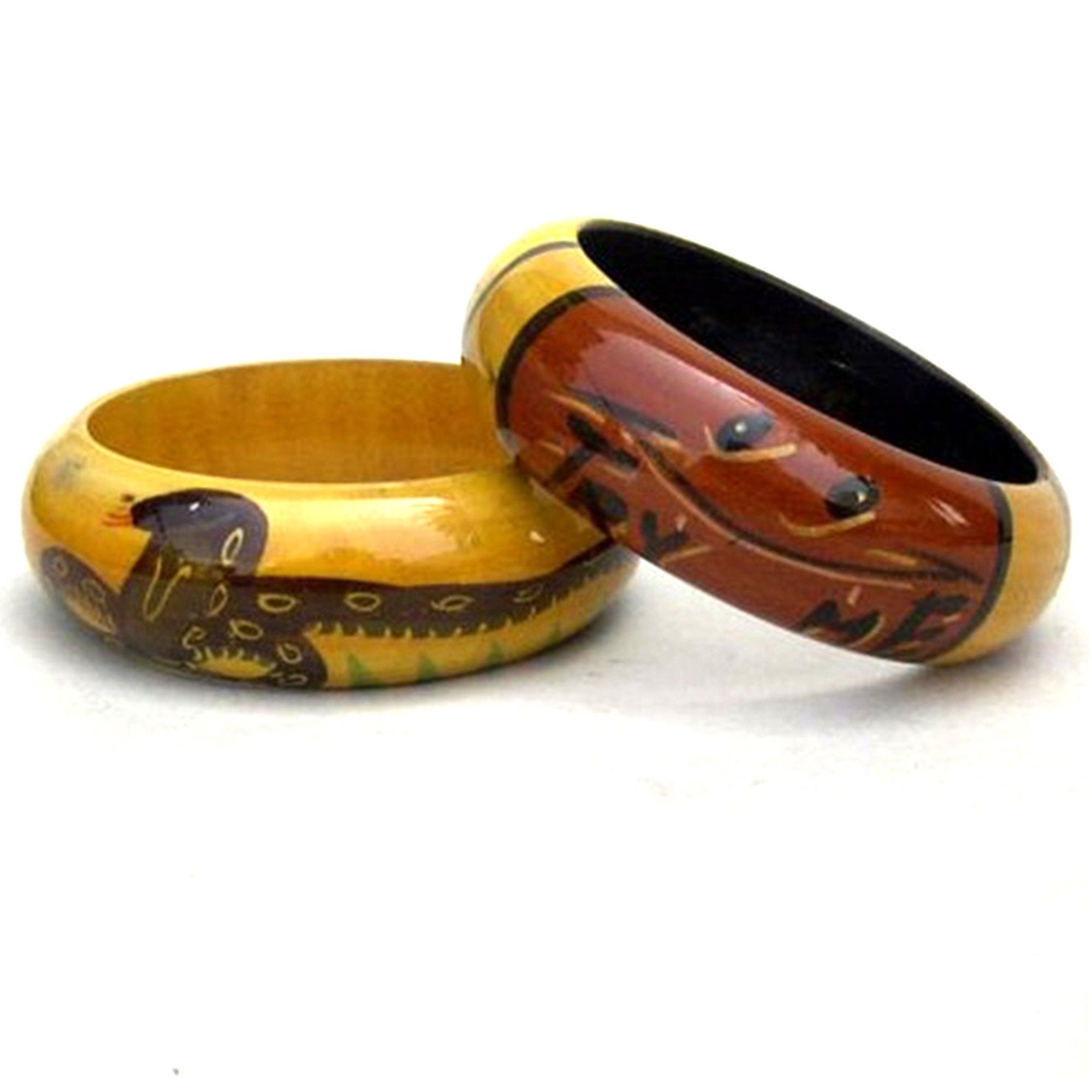 JR 302 - Wooden Bracelet Painted, Golden