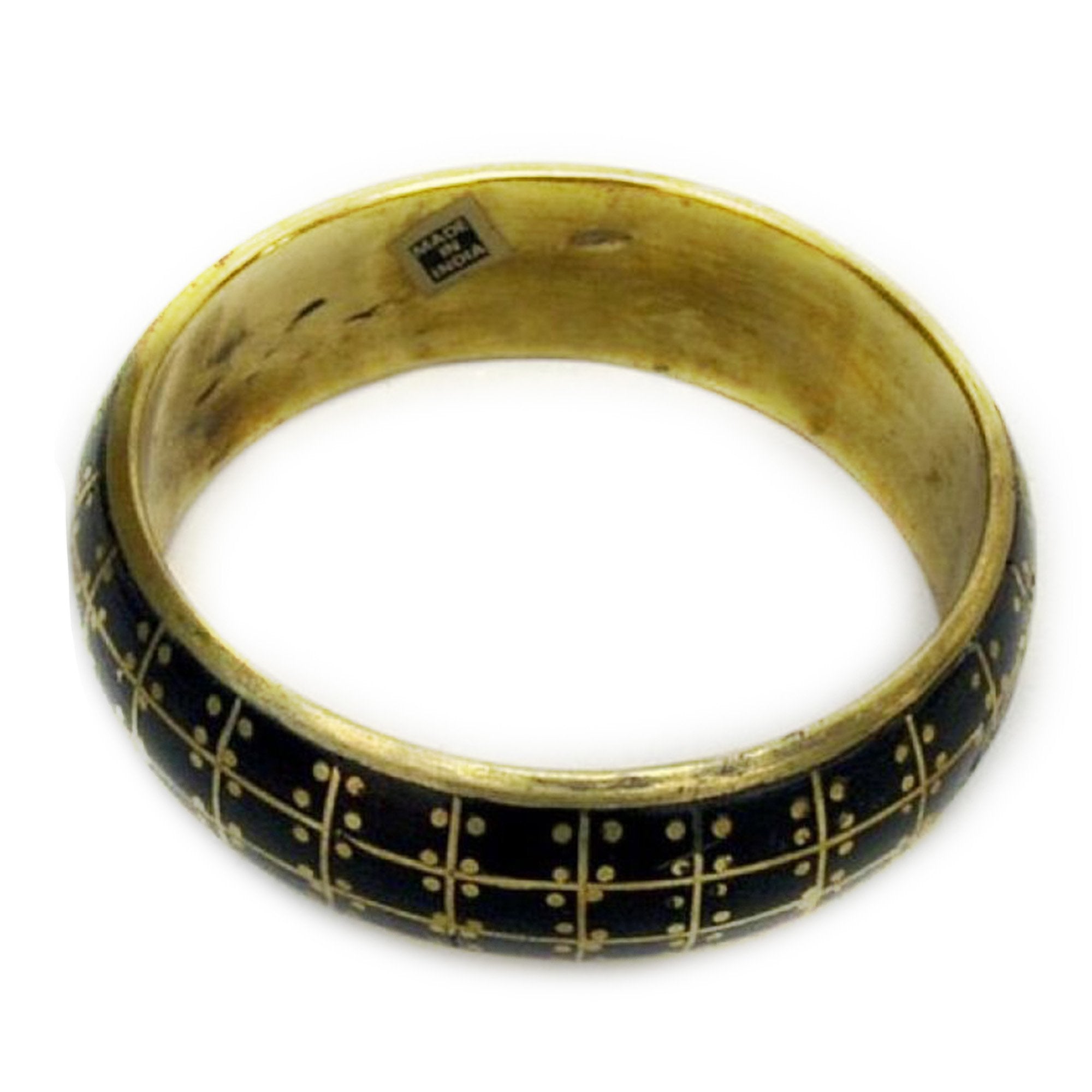 JR 323 - Bracelet, Horn/Br Inlaid Dots