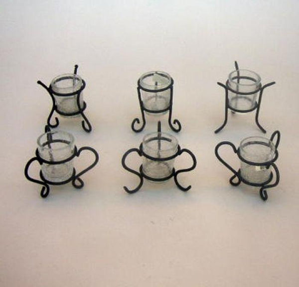 MR 22791 - Votive Candle Holder Cracked Glass Set of 6