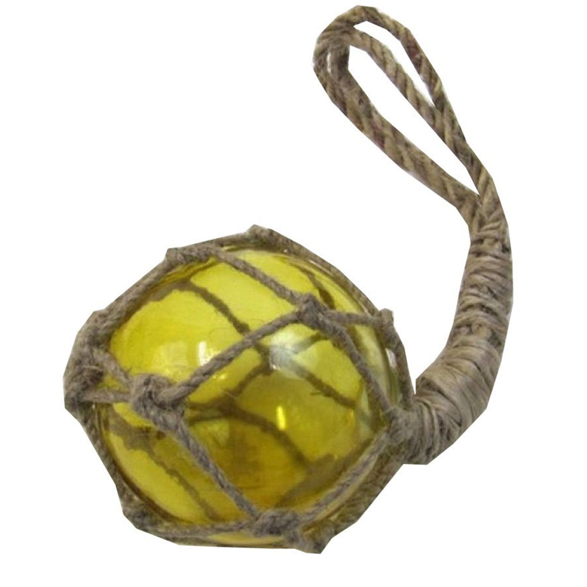 MR 4799A - Glass & Rope Fishing Float, 4" Amber