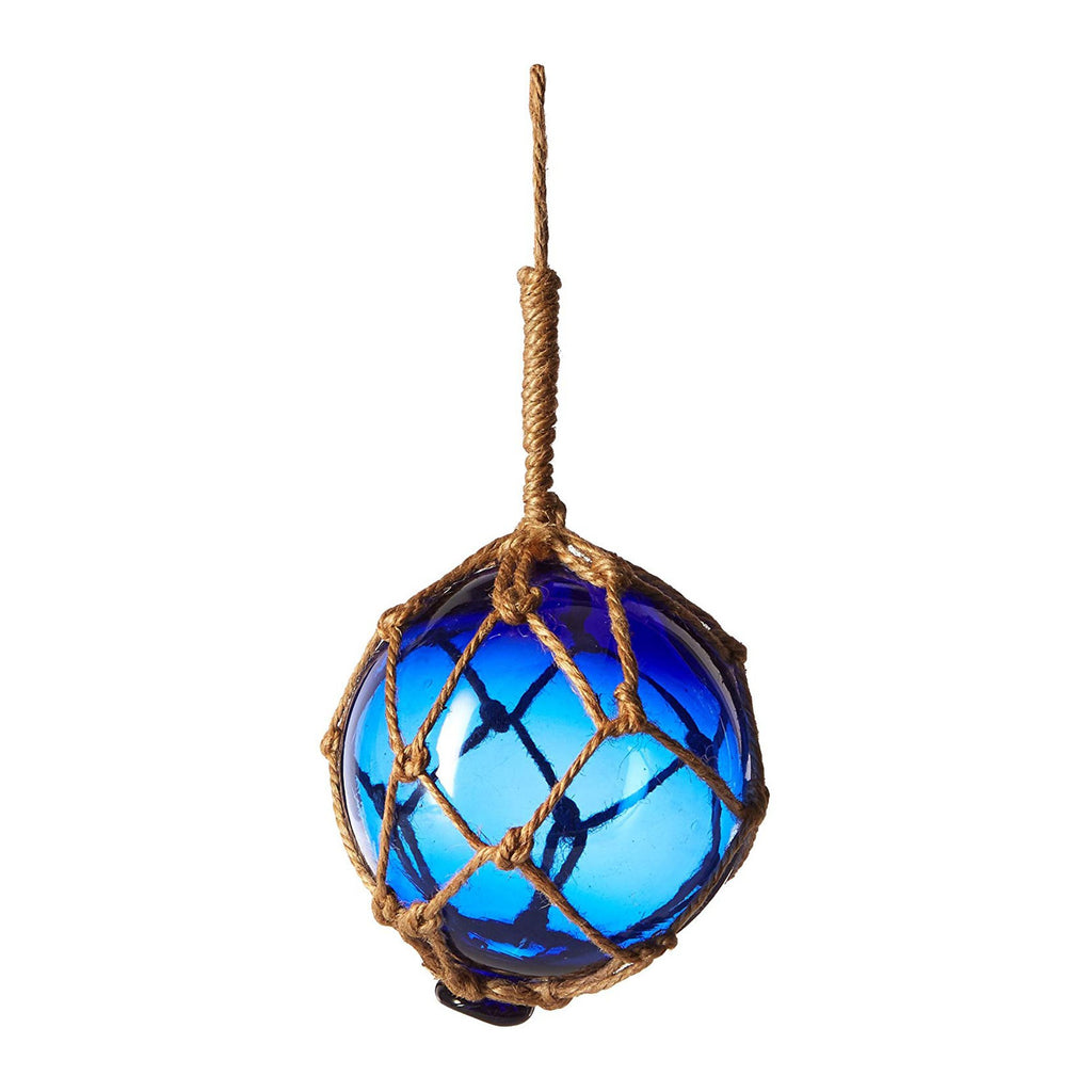 MR 4799B - Glass & Rope Fishing Float, 4" Blue
