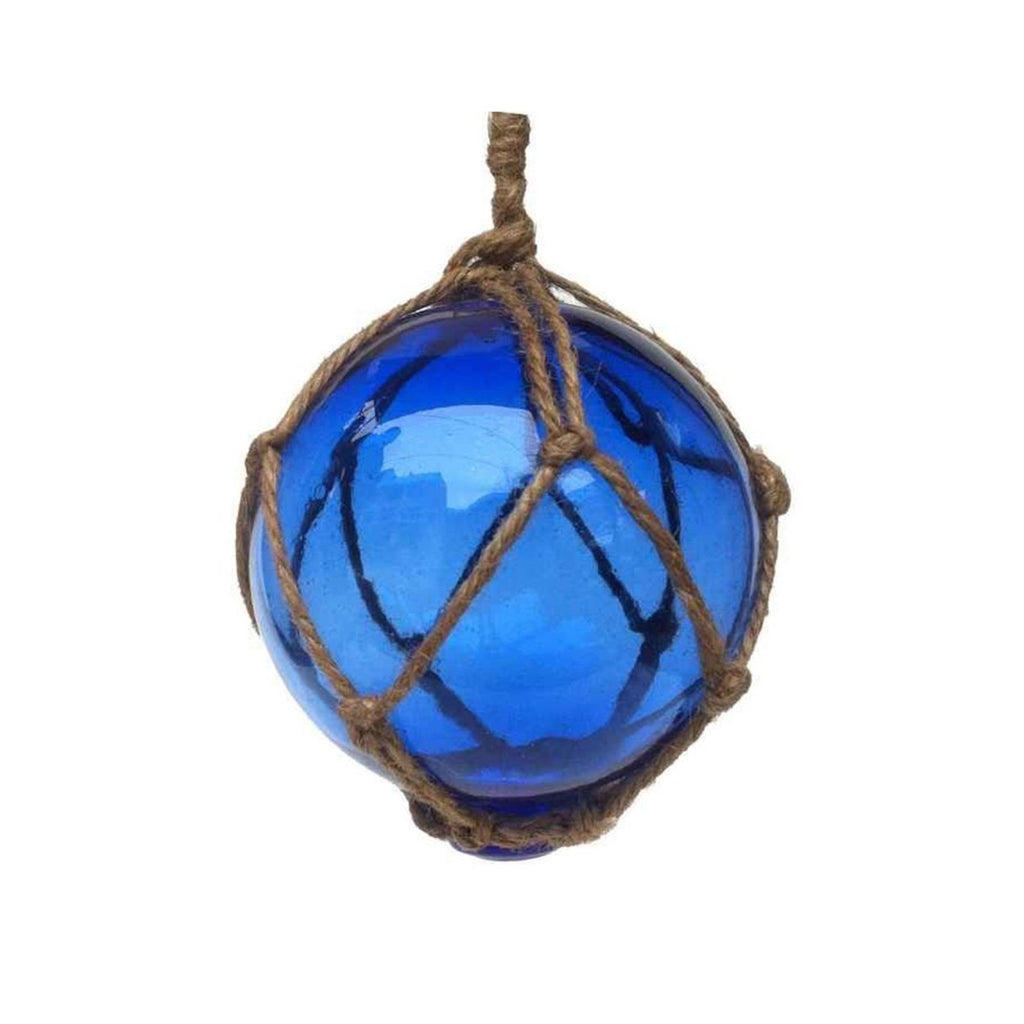MR 4799B - Glass & Rope Fishing Float, 4" Blue