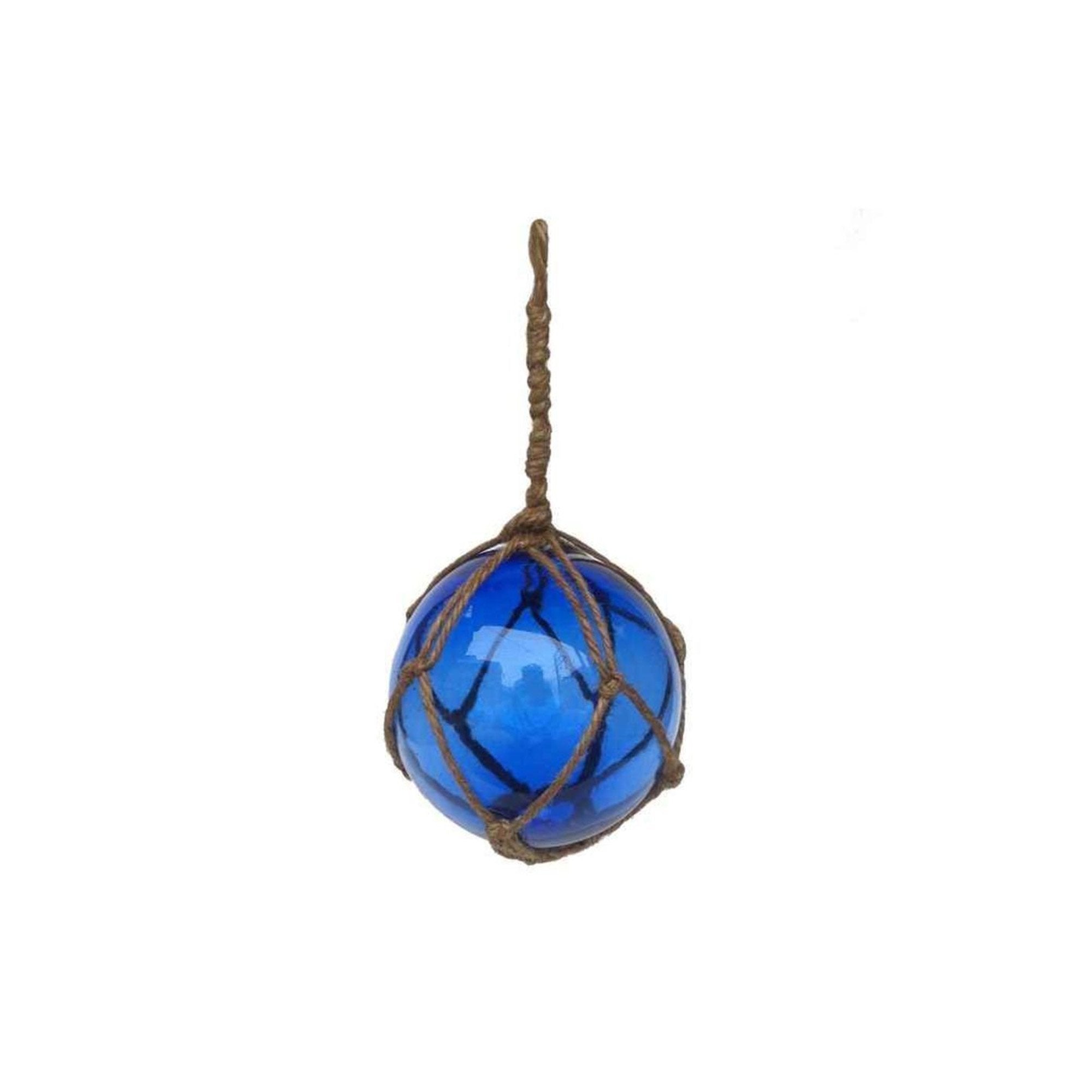 MR 4799B - Glass & Rope Fishing Float, 4" Blue