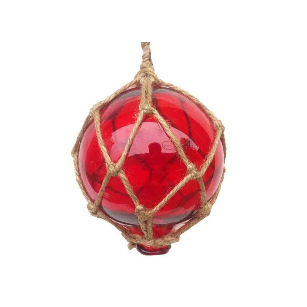 MR 4799R - Glass & Rope Fishing Float, 4" Red