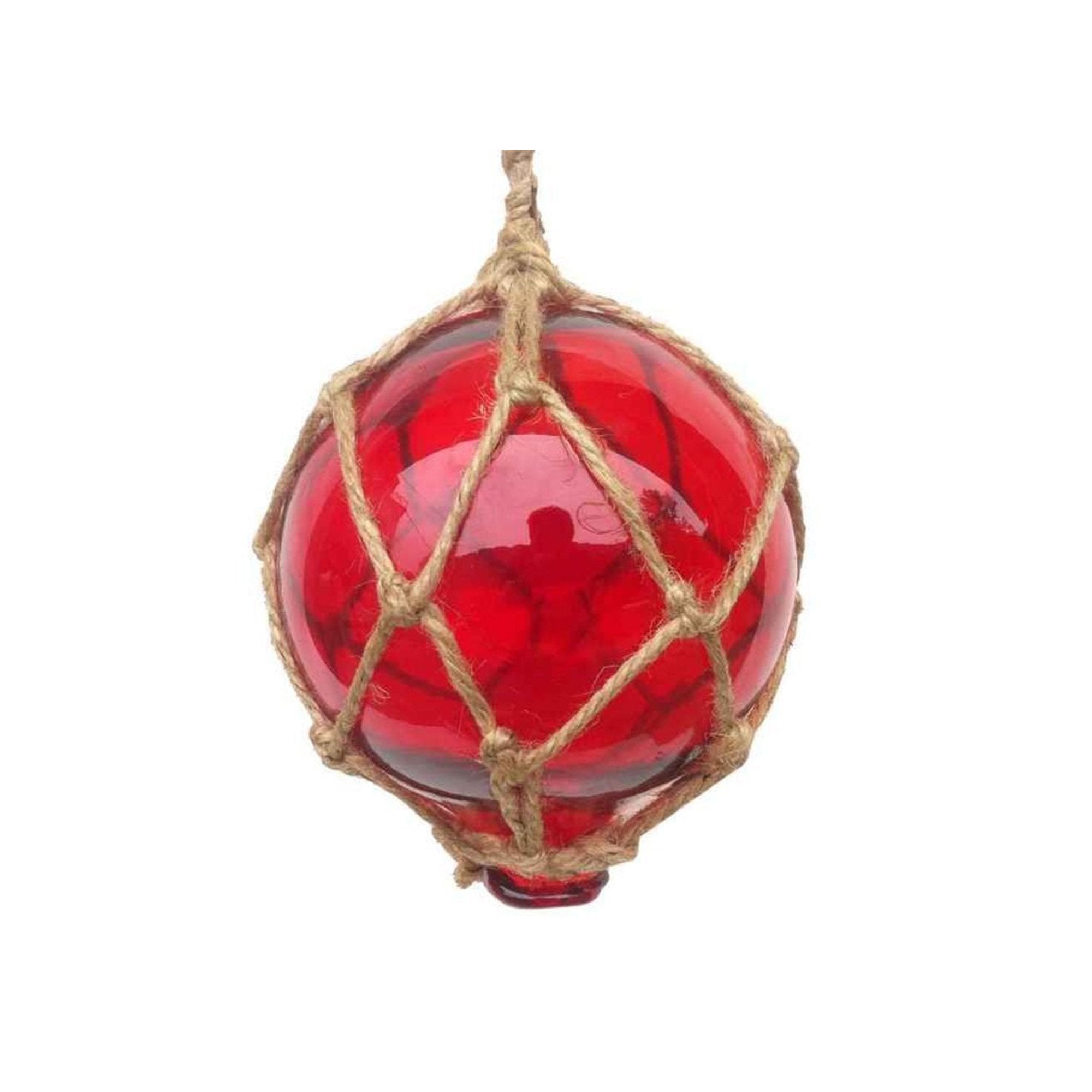 MR 4799R - Glass & Rope Fishing Float, 4" Red
