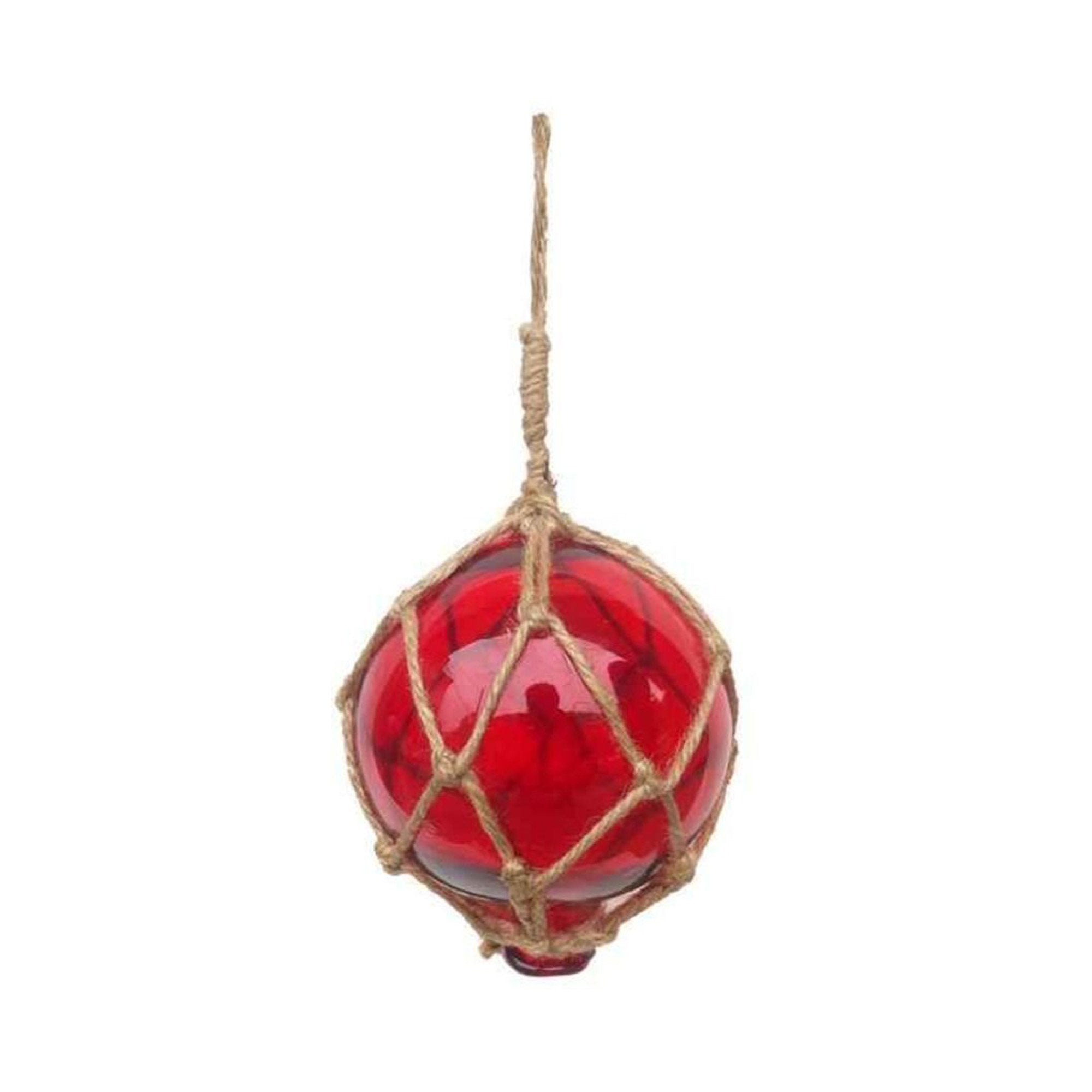 MR 4799R - Glass & Rope Fishing Float, 4" Red