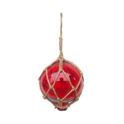Glass & Rope Fishing Float, 4" Red