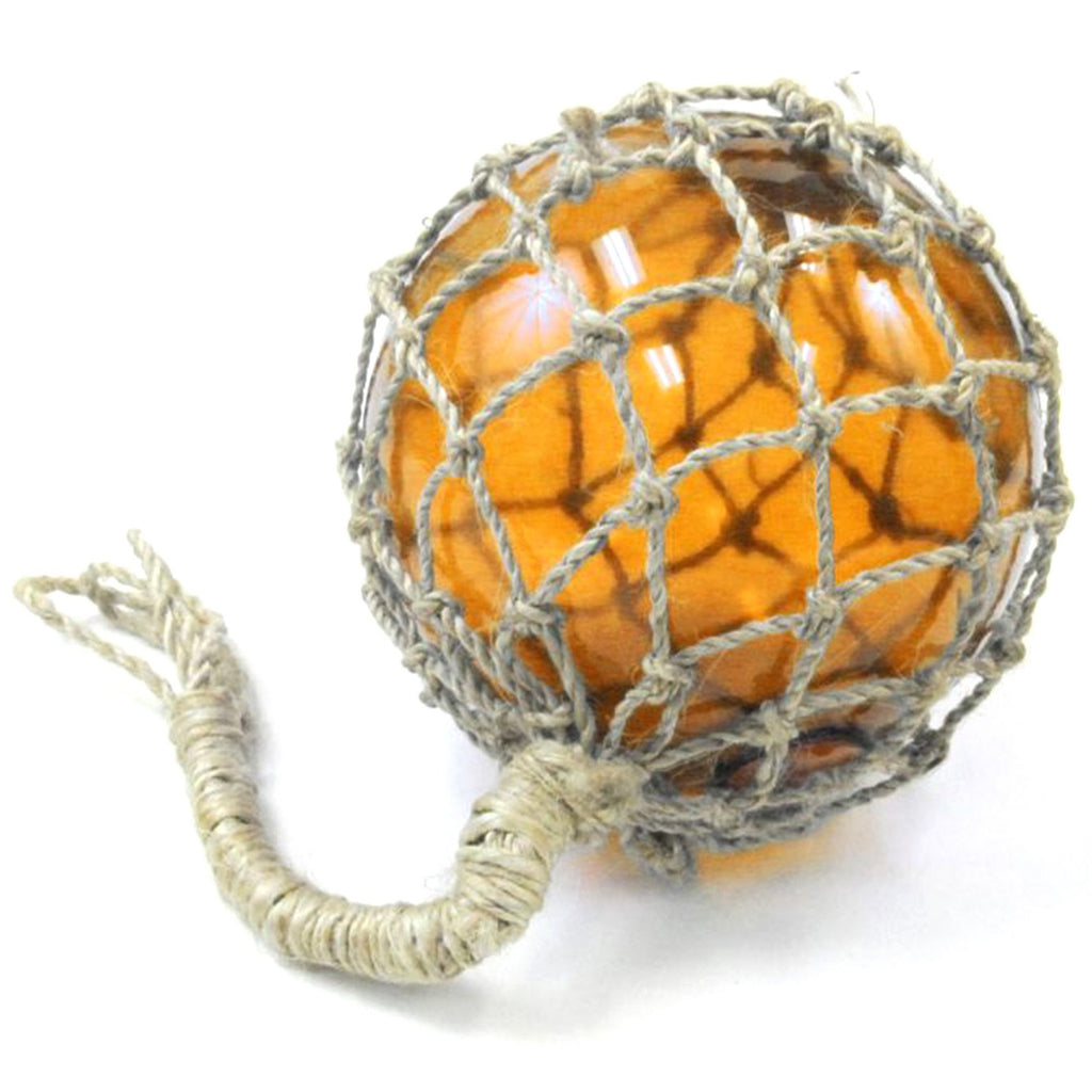 MR 4800A - Glass & Rope Fishing Float, 6" Amber