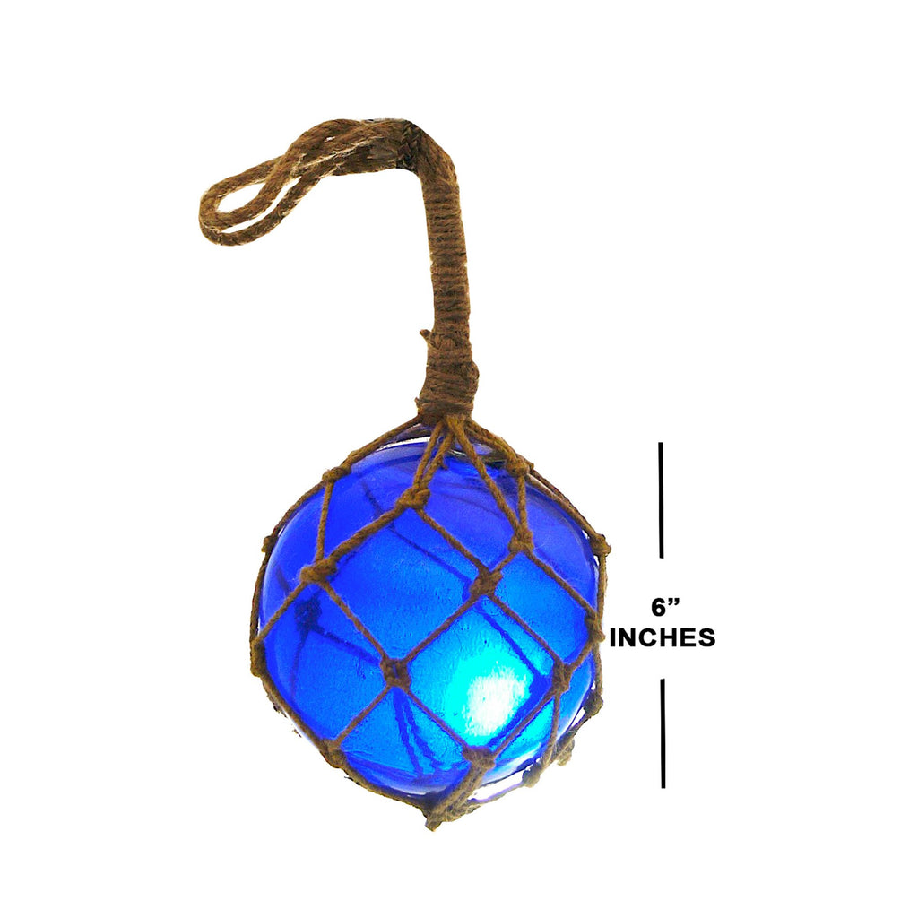 MR 4800B - Glass & Rope Fishing Float, 6" Blue