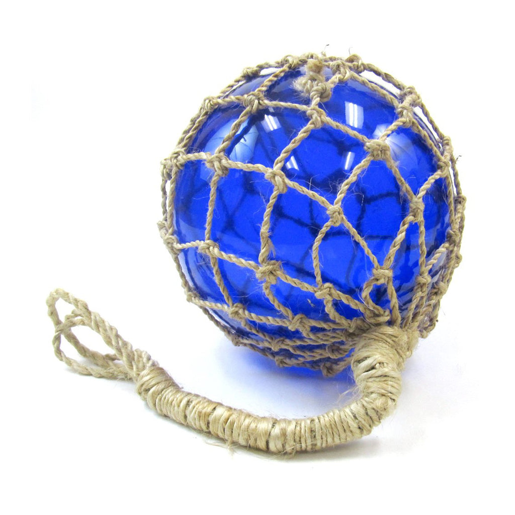 MR 4801B - Fishing Float, 8" (Blue) Glass & Rope