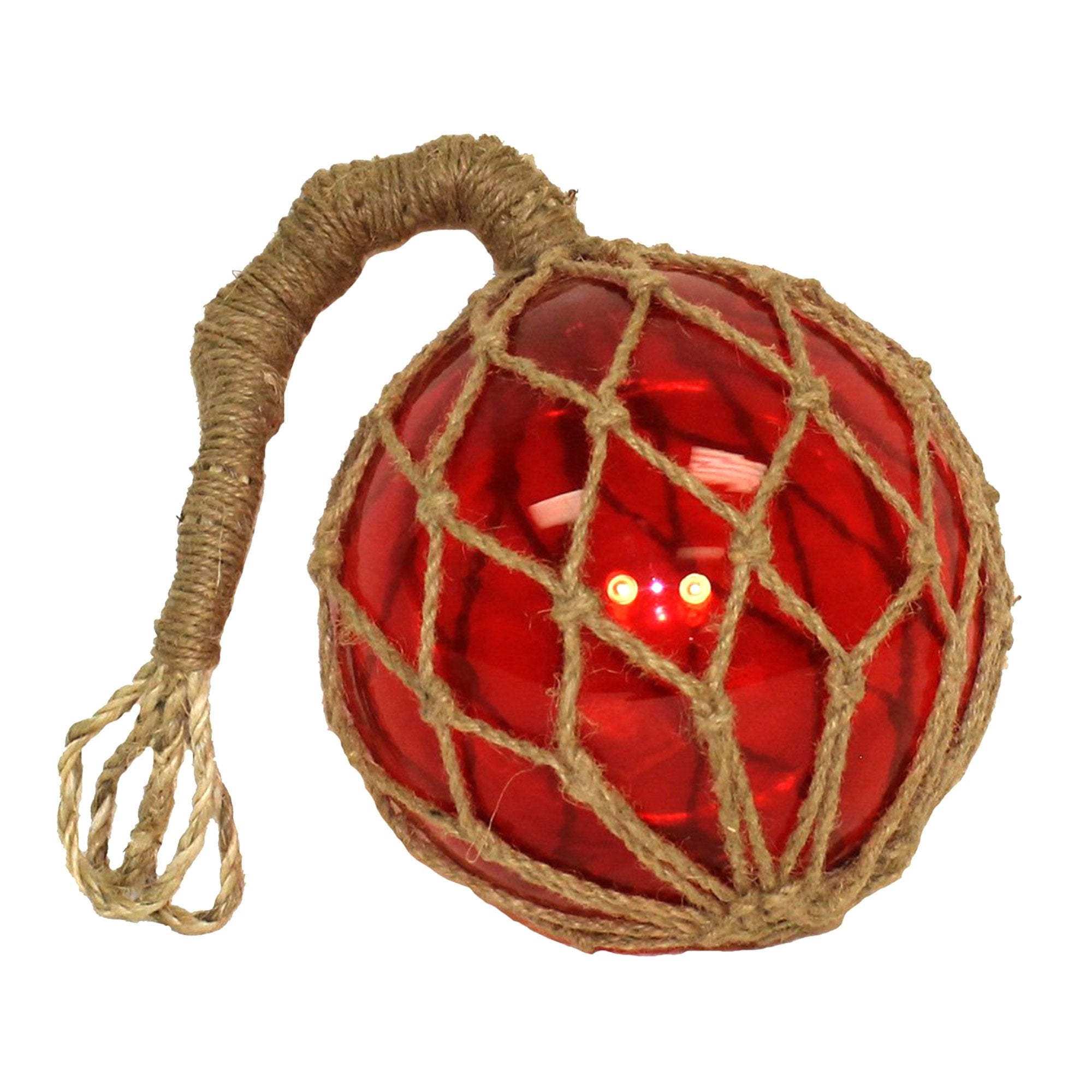 MR 4801R - Fishing Float, 8" (Red) Glass & Rope