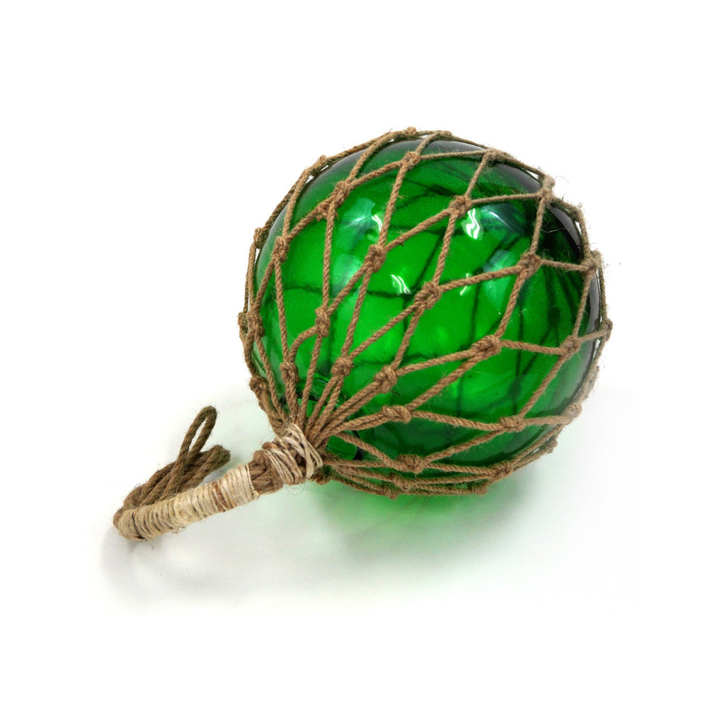 MR 4802G - Fishing Float, (Green) Glass & Rope 10"