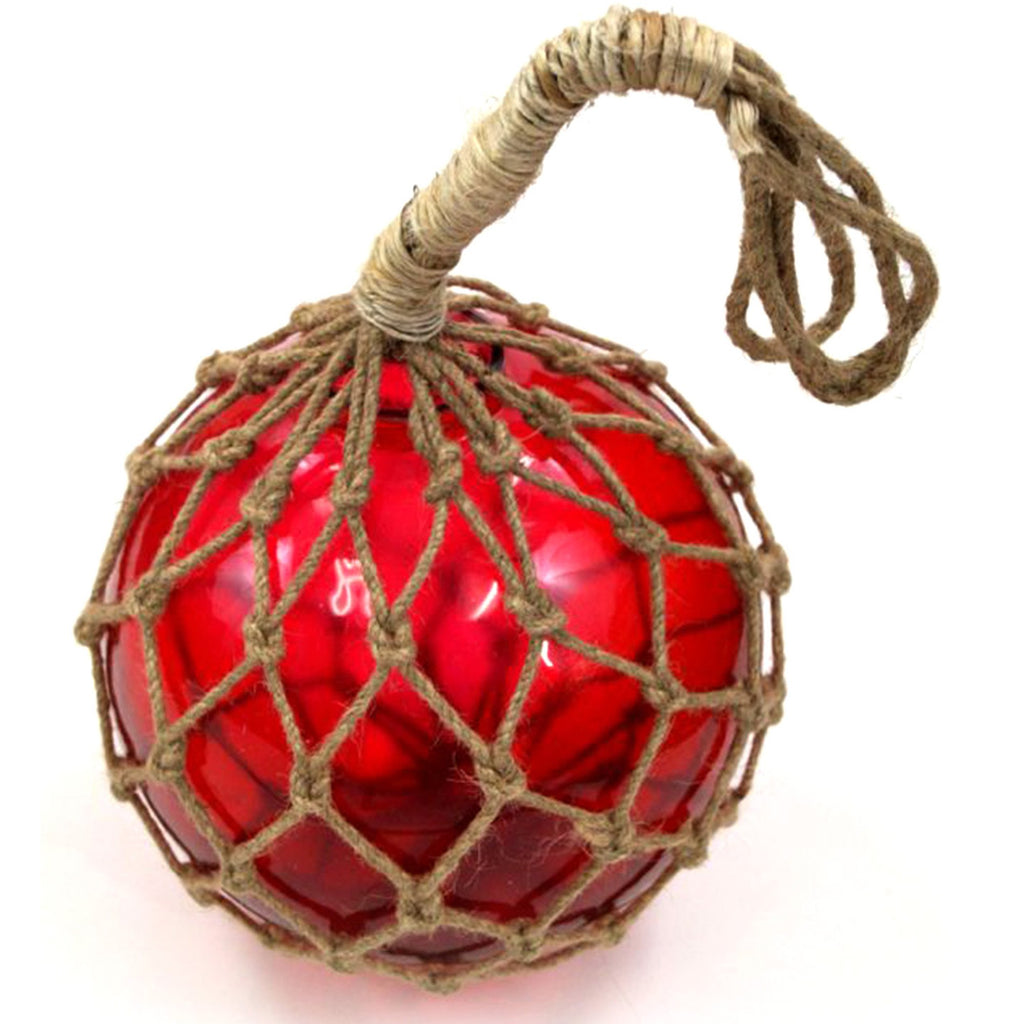 MR 4802R - Fishing Float, (Red) Glass & Rope, 10"